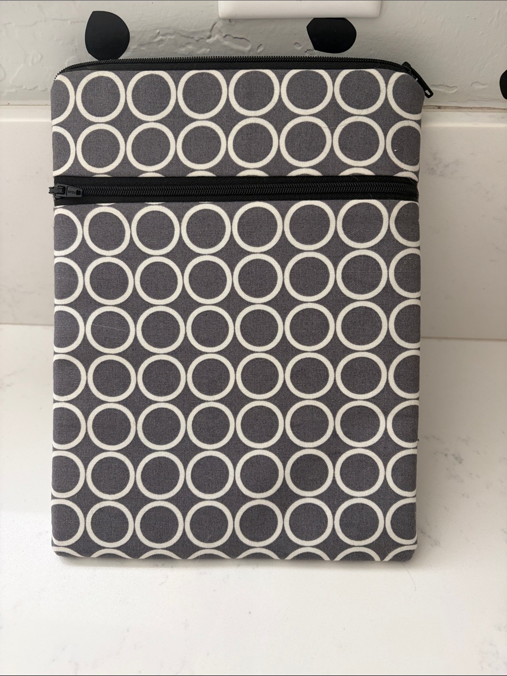 iPad Mini Tablet Sleeve Case in Dark Gray with White Circle Pattern